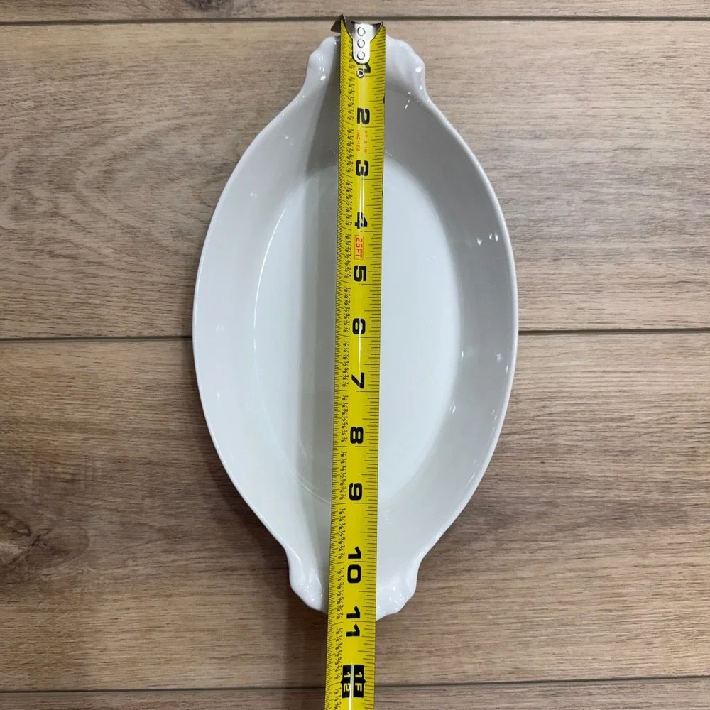 Pillivuyt France Vintage White Porcelain 20oz Eared Oval Au‎ Gratin Baker Large